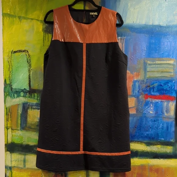 THML | Dresses | Thml Black And Orange Sheath Mini Dress | Poshmark